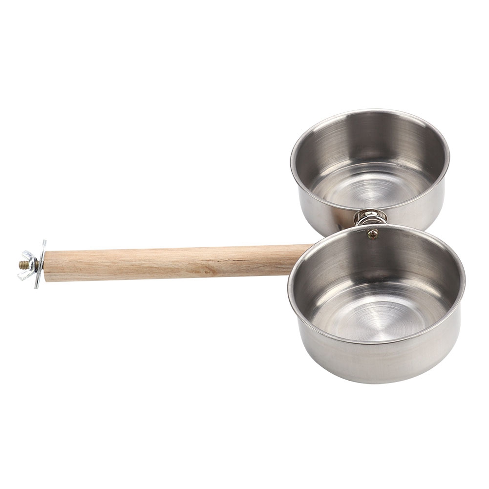 Duża miska ze stali nierdzewnej podawanie wody miska drewniana podstawka dozownik pokarmu dla papug klatka dla ptaków akcesoria urocza papuga lub inne ptaki