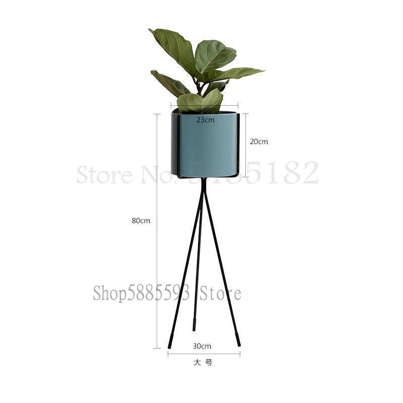 Scandinavische smeedijzeren bloemenstandaard, eenvoudig en stijlvol, balkon, woonkamer, binnen, staand, groen bloemenrek: 80 x 30 x 20cm 5