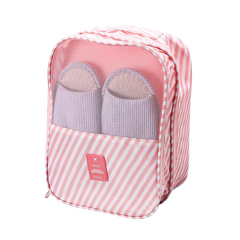 Travel accessories Double Layer Shoes Bags packing cubes Suitcase travel bag organizer Portable Storage duffle bag sac de voyage: Pink stripes