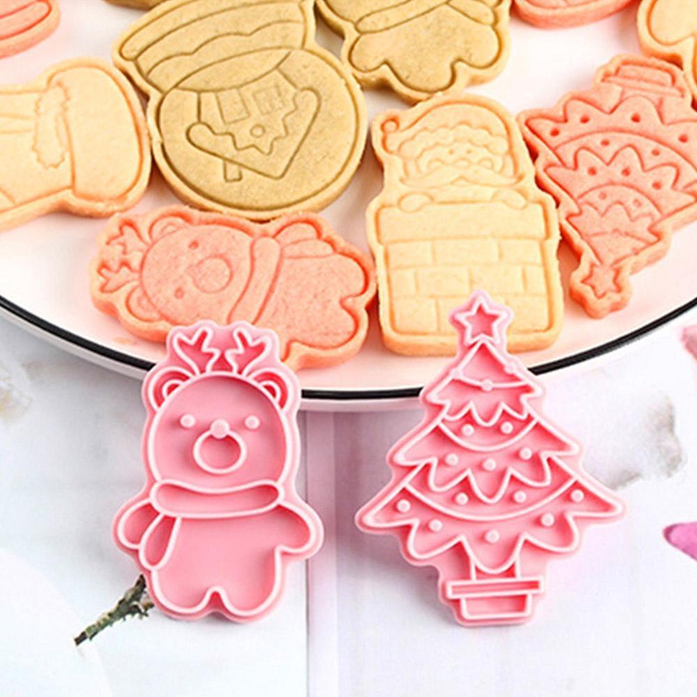 6 stuks/set kerst cartoon vorm koekjes fondant uitsteker boom gereedschap mallen decoreren kerst koken koekjes bakken doe-het-zelf  c4 b 6