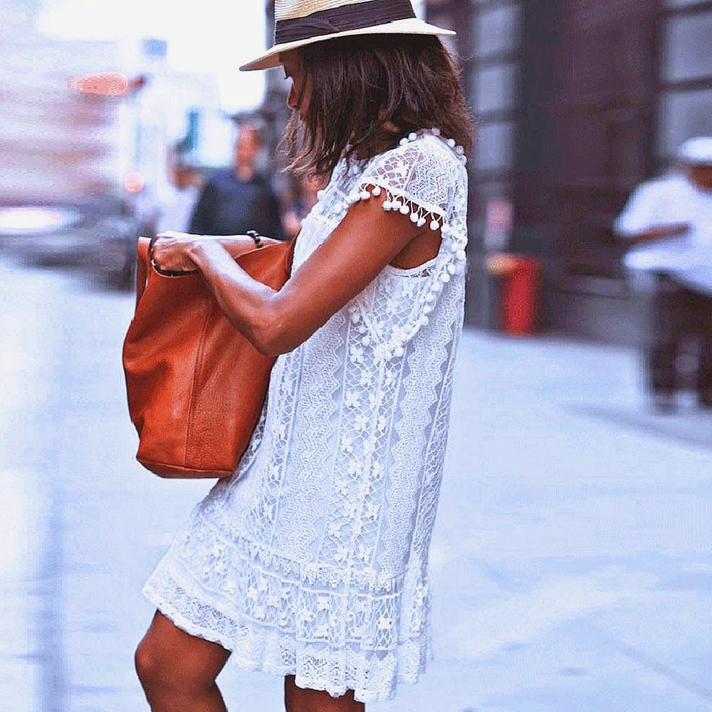Mulher vestido branco sem mangas casual rendas praia vestidos curtos cor sólida verão das mulheres vestido elegante da donna