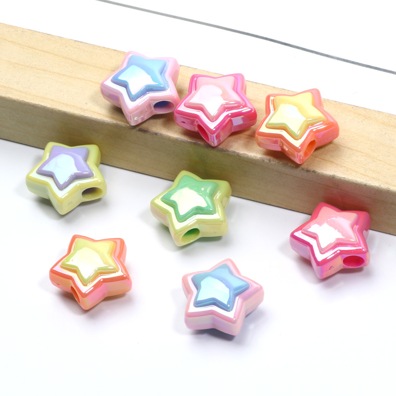 10pcs 17mm AB Star Beads UV Pentagram Acrylic Beads For Jewelry Making Diy Bracelet Phone Chain Keychain Handmade Accessories: WHITE