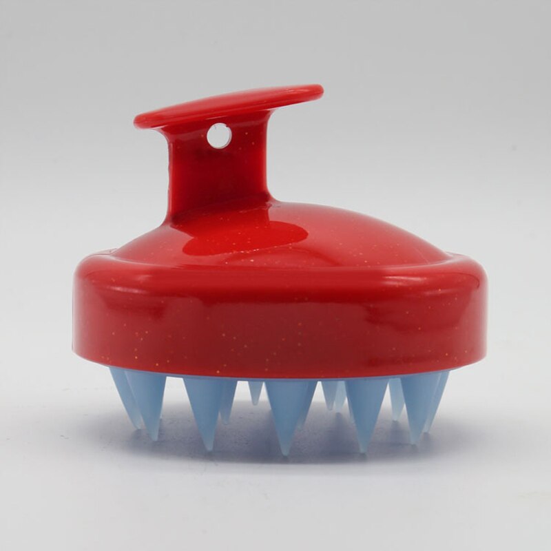 1 pièces Silicone cuir chevelu brosse de Massage couleur unie portable shampooing Massage peigne brosse multifonctionnel salle de bain accessoires: Rouge
