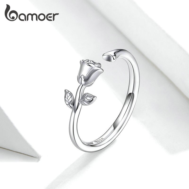 Bamoer Authentieke 925 Sterling Silver Plant Serie Bloem Vlinder Ringen Maat Verstelbaar Voor Vrouwen Luxe Bruiloft Sieraden GAR021