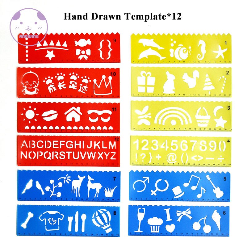 1Set Plastic Scrapbook Stencil Tool For Kis/Adults DIY Photo Album Scrapbook Tool Kit Self Adhesive Stencil Pattern Hand Drawing