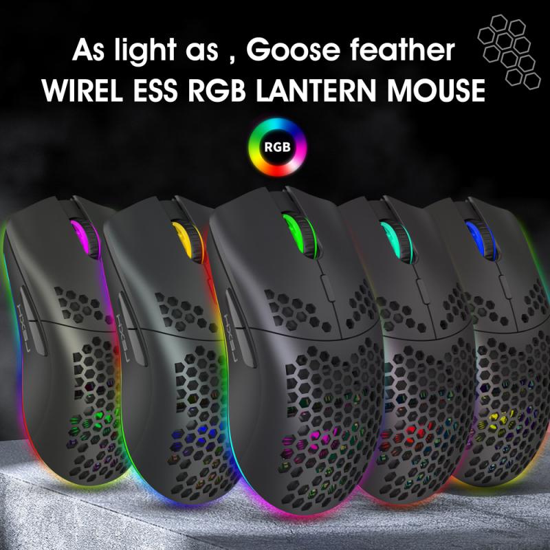 T66 2.4G Wireless Mouse Lightweight Honeycomb Shell RGB Gaming Mouse For Desktop Computers Laptop Backlit Rechargeable