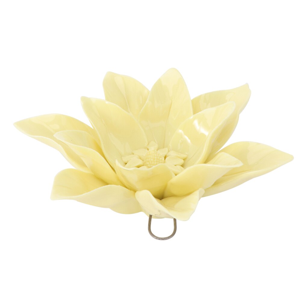 Fleur d'art en céramique murale suspendue, décor artisanal stéréoscopique artificiel pivoine de Luoyang pour salon: Yellow 2