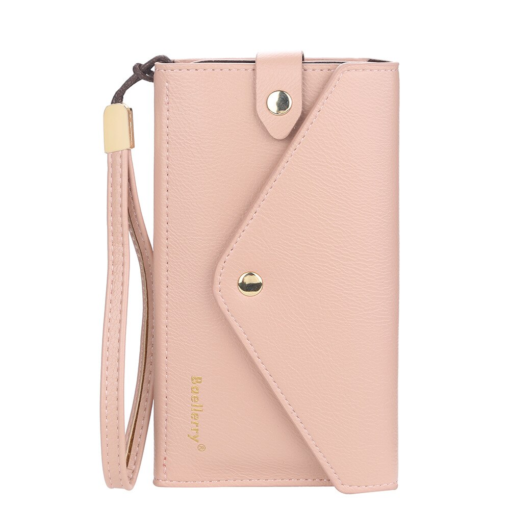 Baellerry Vrouwen Portemonnee Rode Lange Portemonnee Met Hasp Meisje Grote Capaciteit Portemonnees En Tassen Dames Clutch Portemonnee Met hand Strap: Roze
