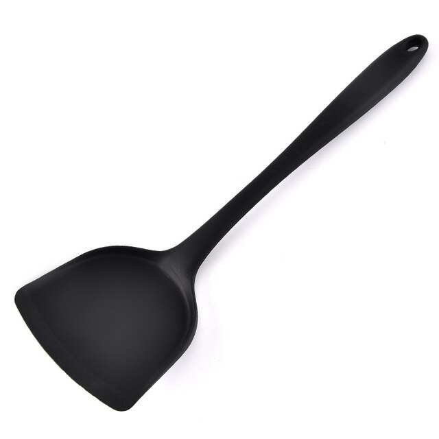 Silicone Turners Nonstick Wok Spatula with Stainless Steel handle Fried Shovel Frying Pan Spatula Kitchen cooking Utensils: F