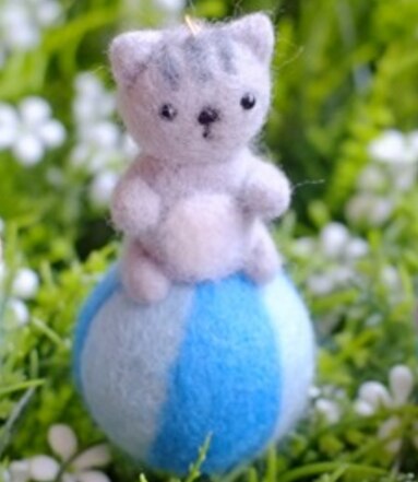 Gato kit de agujas de punto para lana de fieltro de aguja colgante artesanal bordado DIY hecho a mano: Gris claro