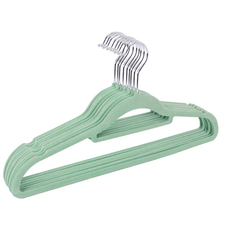 5/10/20 Stuks Kleding Jas Fluwelen Hangers Anti Slip Luxe Gevlokte Broek Rok Opberghaak Hanger Kast Kleerhangers: XL / green