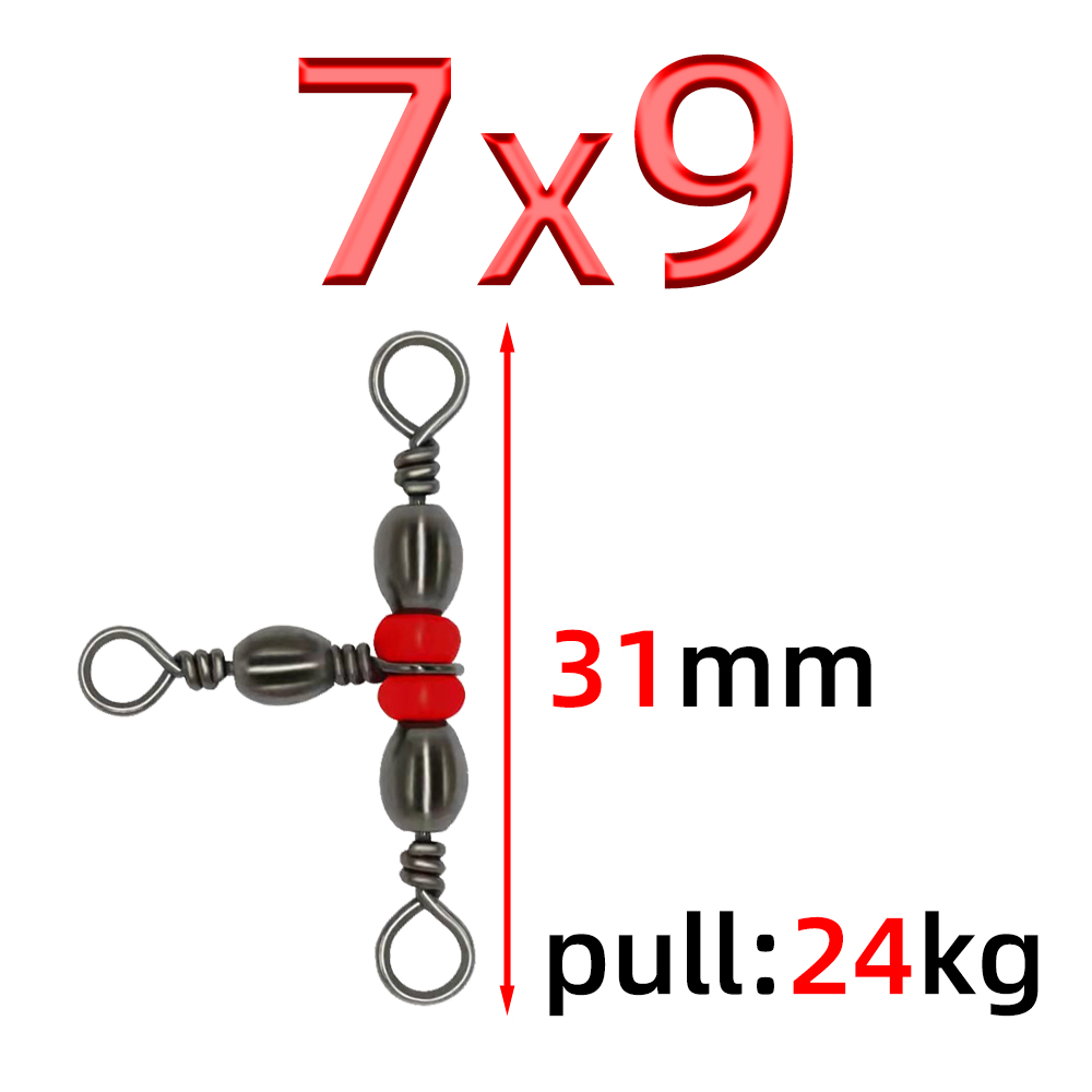 20 stk. japansk trefork flaskeformet tredelt ring 8- -ords ringdeler t-svivel rød perlesvivel fisketilbehør: Grønn