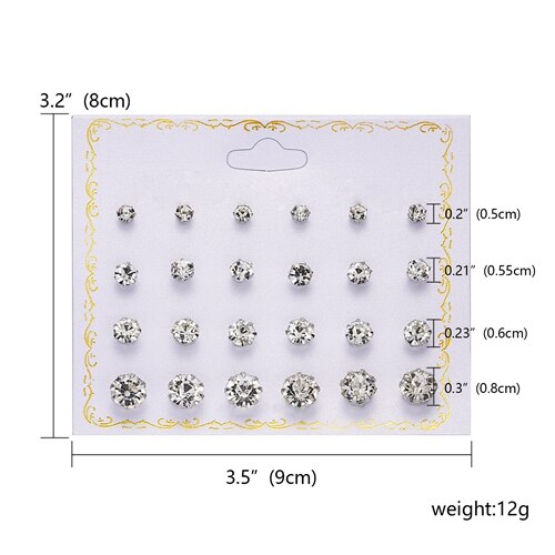 Rinhoo 12pairs Crystal Simulated Pearl Earrings Sets For Women Colorful Round Ear Stud Earrings Wedding Jewelry Box Earrings: 1