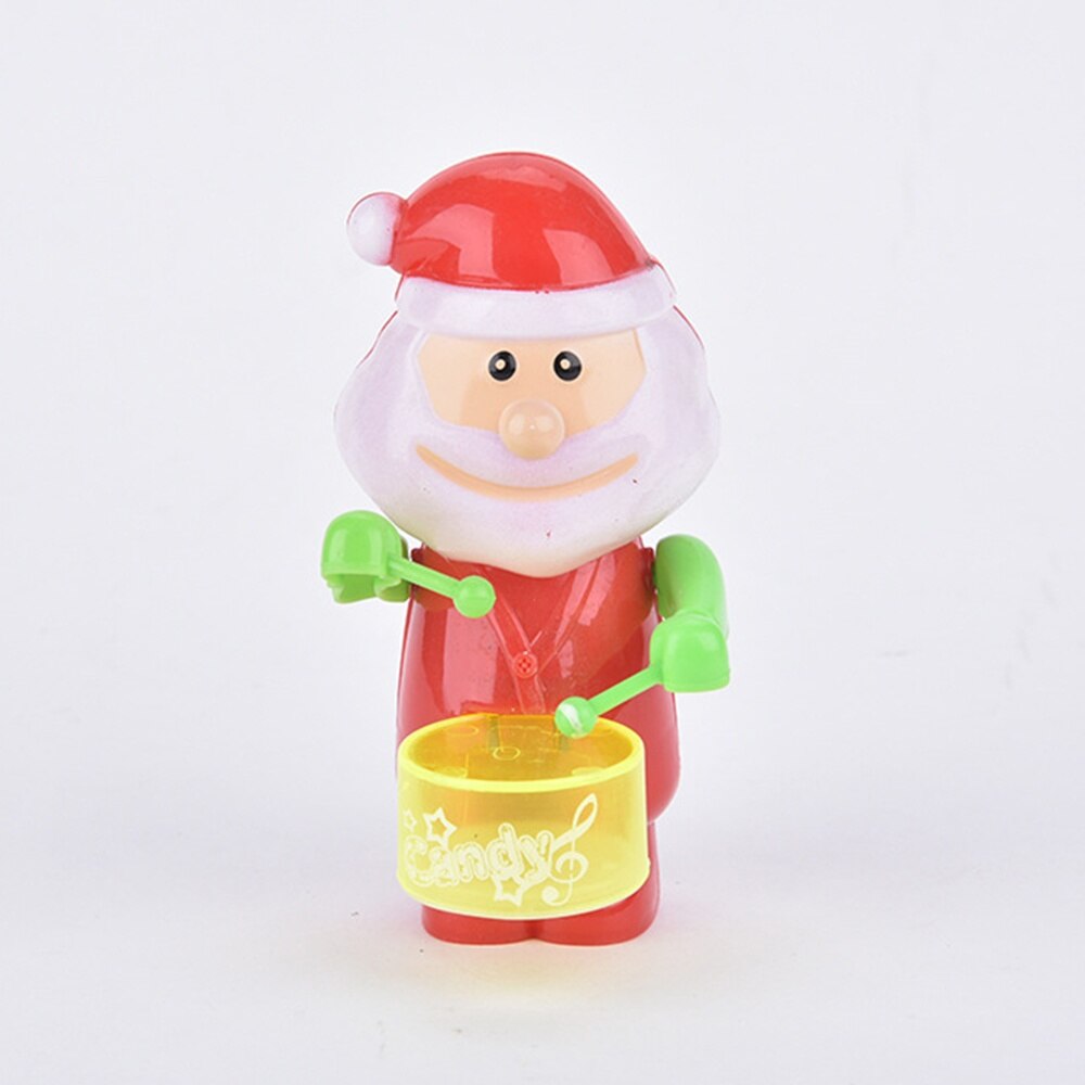 1Pcs Mini Cute Clockwork Wind-Up Drummer Toy Mini Christmas Santa Claus Mechanical Plastic Toy Collectible Christmas