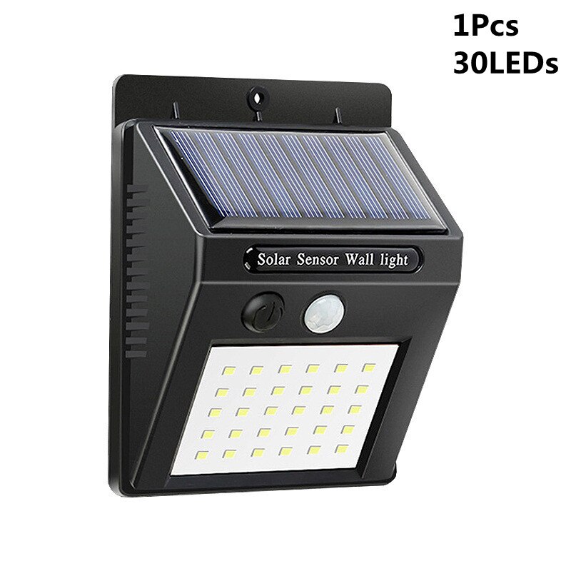Solar Led Light Outdoor Solar Lamp PIR Motion Sensor Wall Light Waterproof Solar Powered Sunlight for Street Garden Decoration: 1Pcs 30Leds
