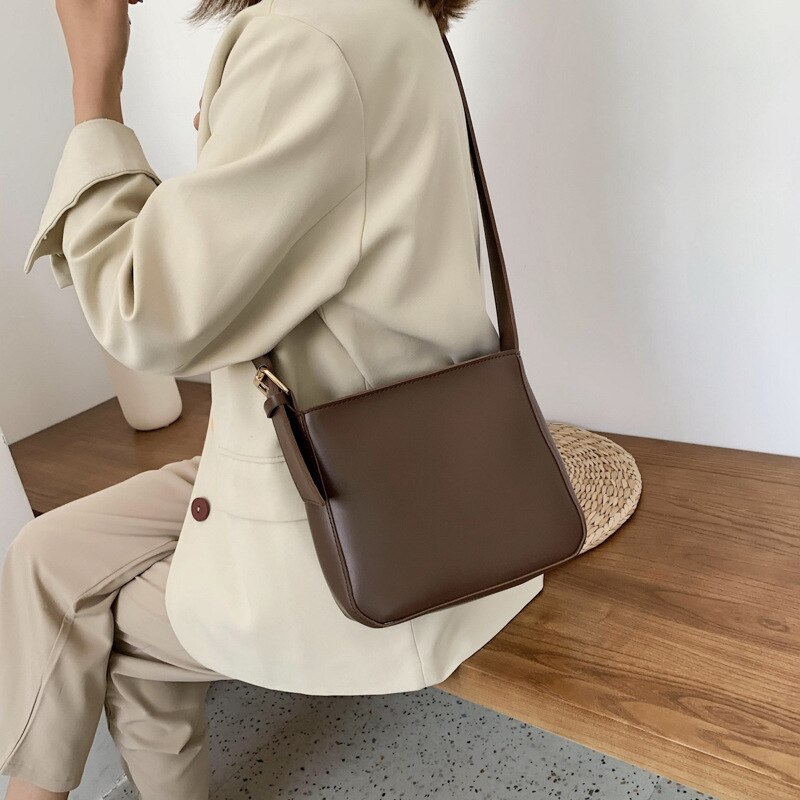 Koreaanse Chic Trendy Schoudertassen Voor Vrouwen Eenvoudige Ol Forens Messenger Crossbody Flap Bag Dames Ins Handtas