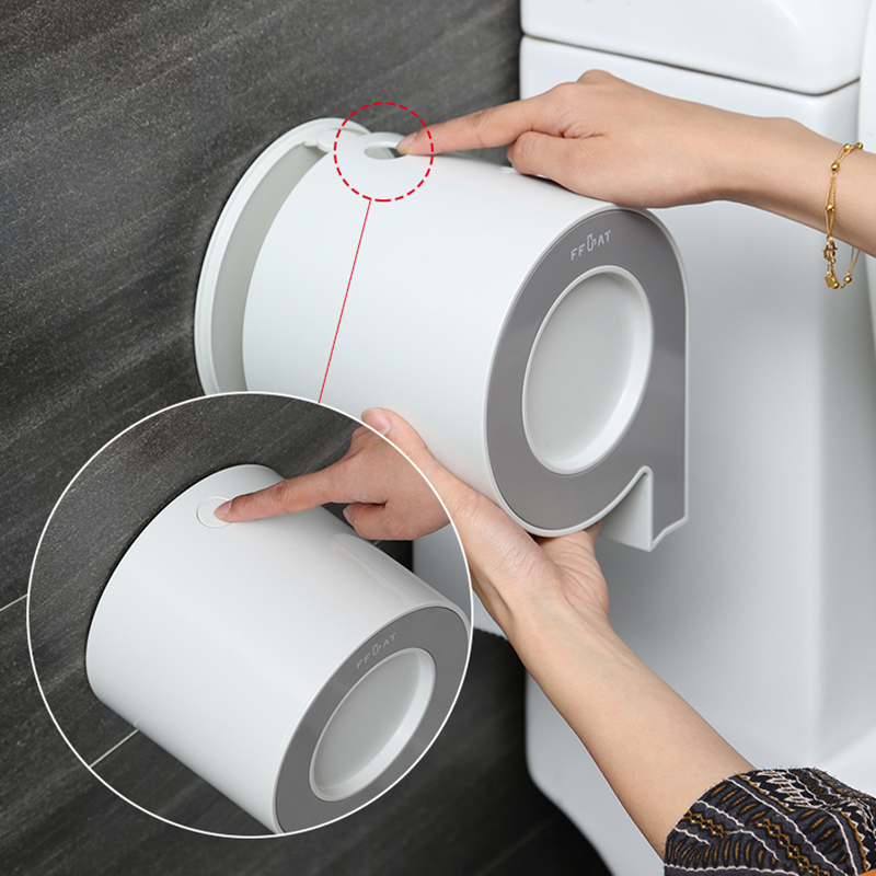 ABS Durable Wall Mounted Bathroom Toilet Paper Tissue Roll Holder Toilet Tissue Box Free Punching Hand Tray Toilet Racks