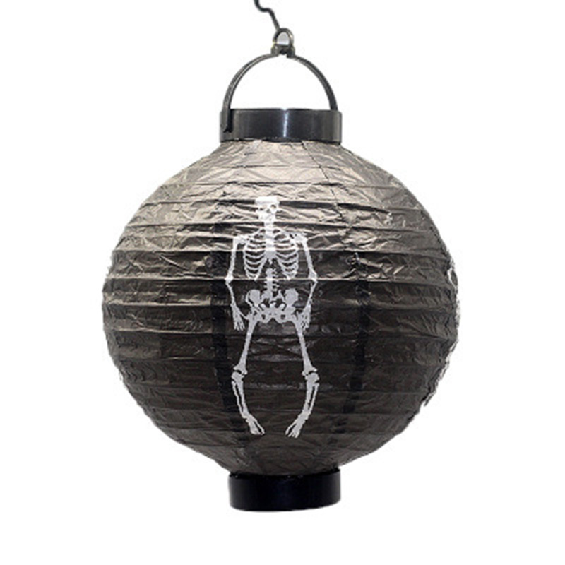 Halloween decorations LED paper pumpkin hanging lantern lights Halloween horror lantern supplies Halloween party: A