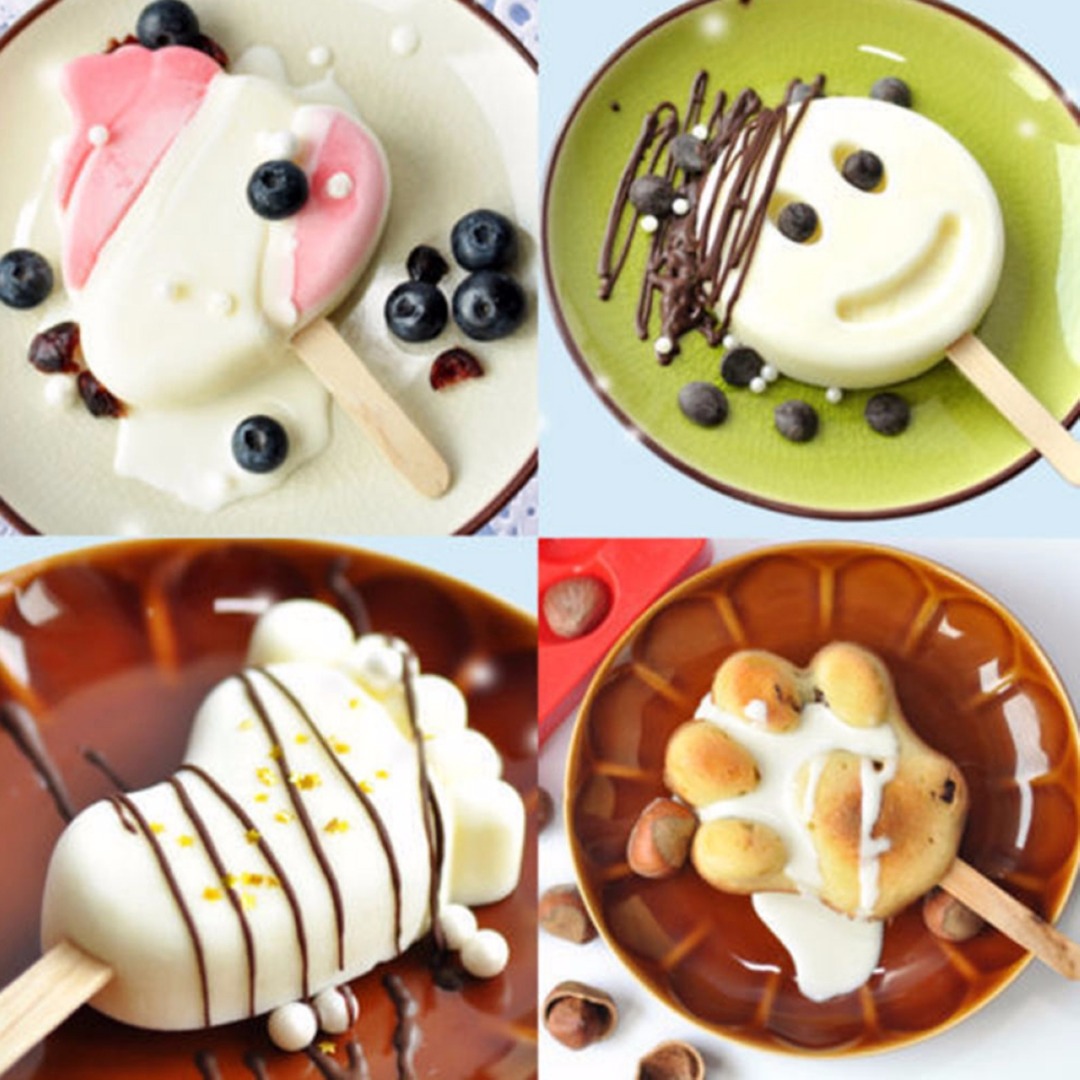 Ice Cream Mould Frozen Pan Ice Pop Mold Tray W/ 20Pcs Sticks & Silicone Cover 9 Styles