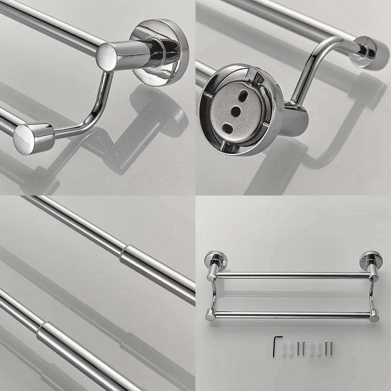 Baderom uttrekkbar håndklestang dobbel svart, krom håndklestativ forlenget tørkehåndklehenger gull, nikkel  el81024d