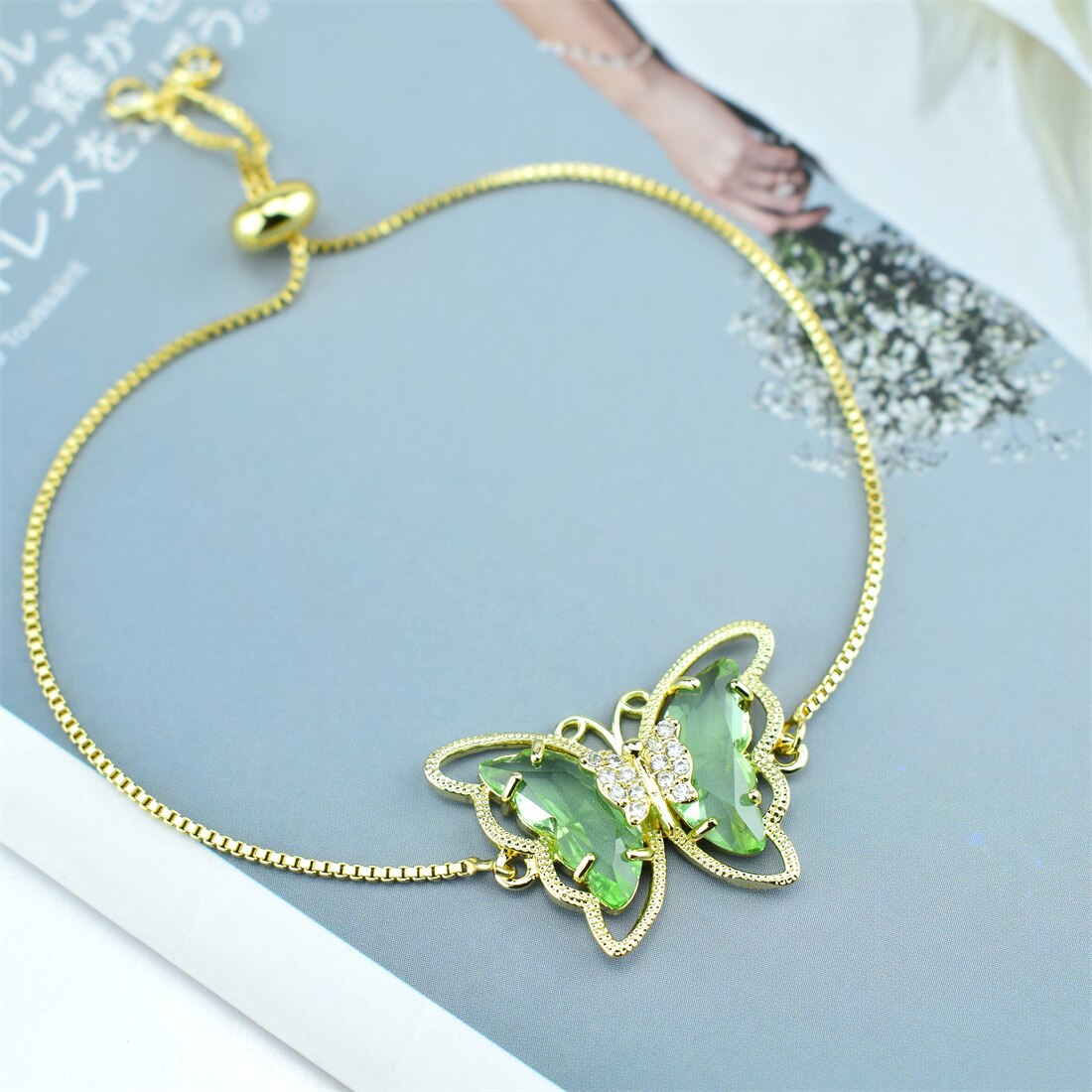 Butterfly Crystal Zircon Bracelet Hollow Butterfly Factory Direct Sales 18 Color Spot Bracelet: 8