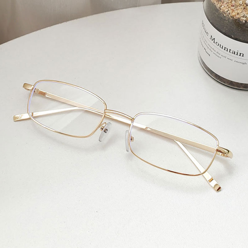 Gafas de sol rectangulares pequeñas a la para hombre y mujer, gafas de sol de conducción cuadradas Vintage, gafas con montura metálica de de lujo: Plata
