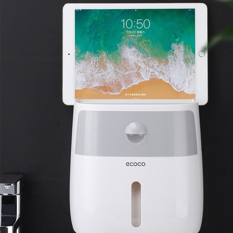 ecoco Tissue Box Wall-Mounted, Tissue Dispenser Waterproof, Paper Towel Holder, Bathroom Tissue Box with Drawer Bathroom Storage