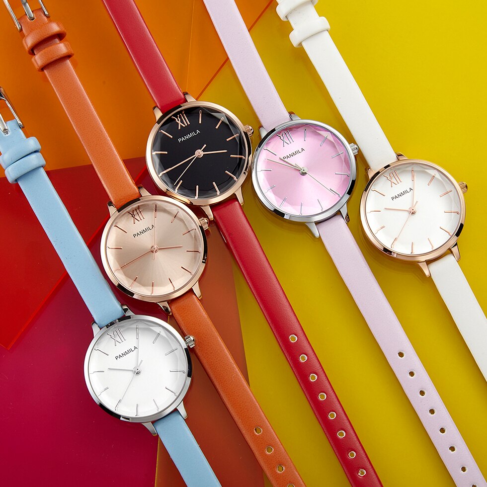 Klassiske hvide dameure enkel stor urskive quartz ur dame læder vandtæt kjole armbåndsur ur relogio feminino