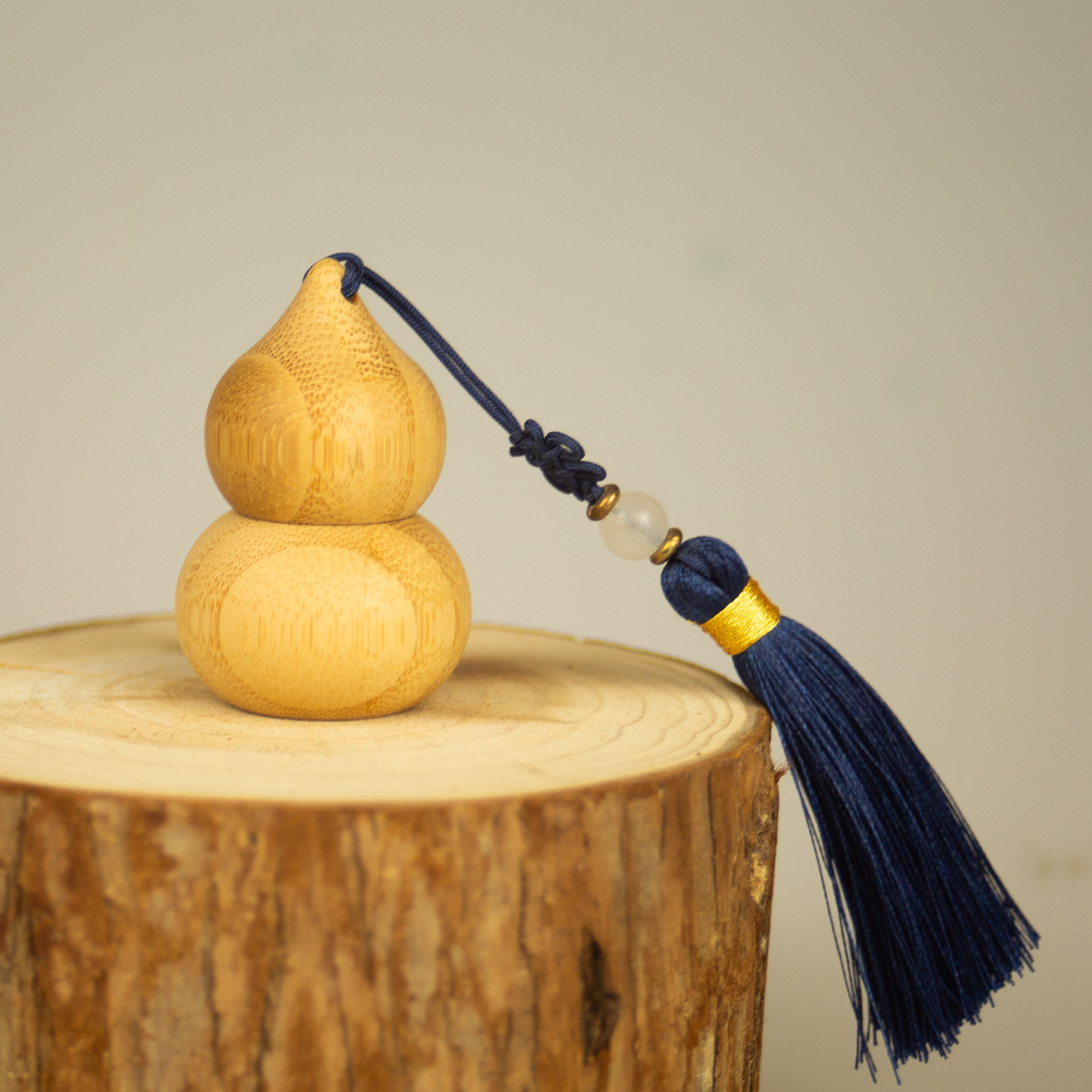 1ml bambus rull-på flasker tom rør kalebassformet påfyllbar parfymeflaske glass rollerball stål rollerball parfymebeholder: Mørkeblå