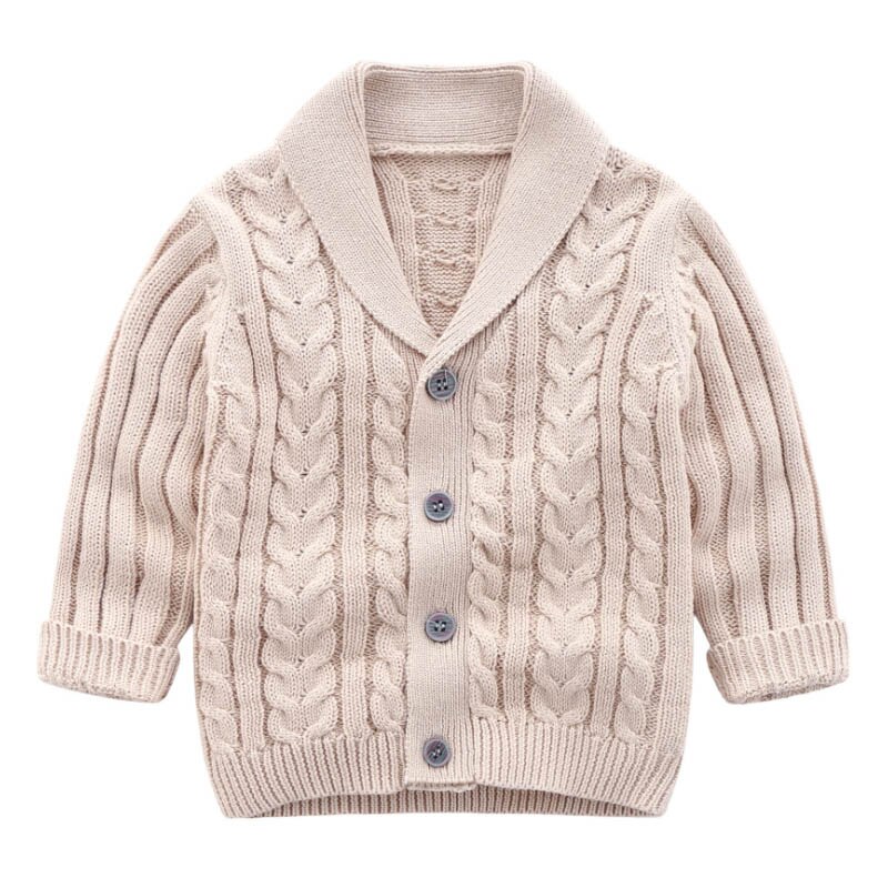 Garçons Cardigan pull enfants manteau décontracté printemps automne Preppy Style marine simple boutonnage câble pull tenues pour bébés: khaki / 80 9-12M