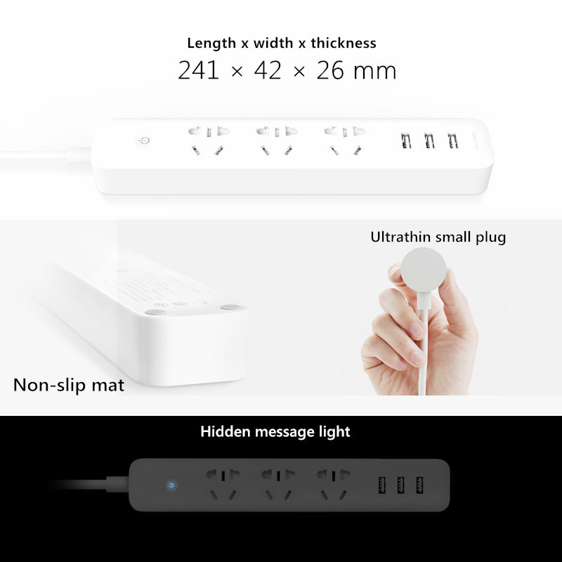 Original Xiaomi Qingmi Smart WiFi Power Strip 3 Ports 3 USB Fast Charging / 5 Jacks Extension Socket Plug Mijia Home APP Control