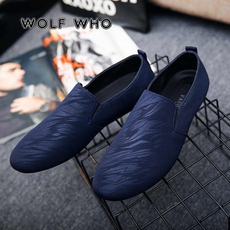 Wolf who britisk stil menn fritidssko myke komfortable loafers herre joggesko svart kjører lat sko buty meskie x -192