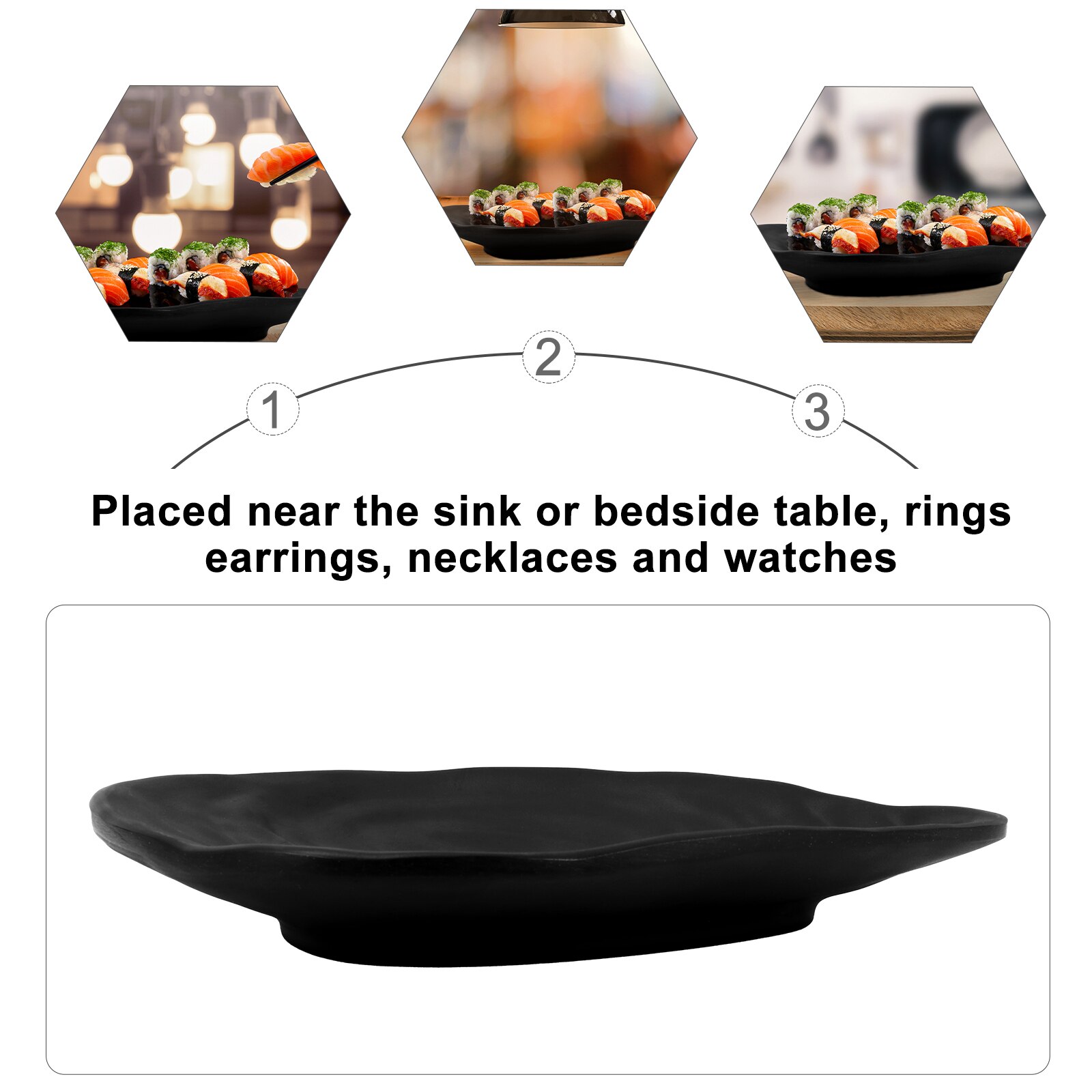 1 Pc Practical Key Tray Beautiful Fruit Plate Simple Jewelery Tray (Black)