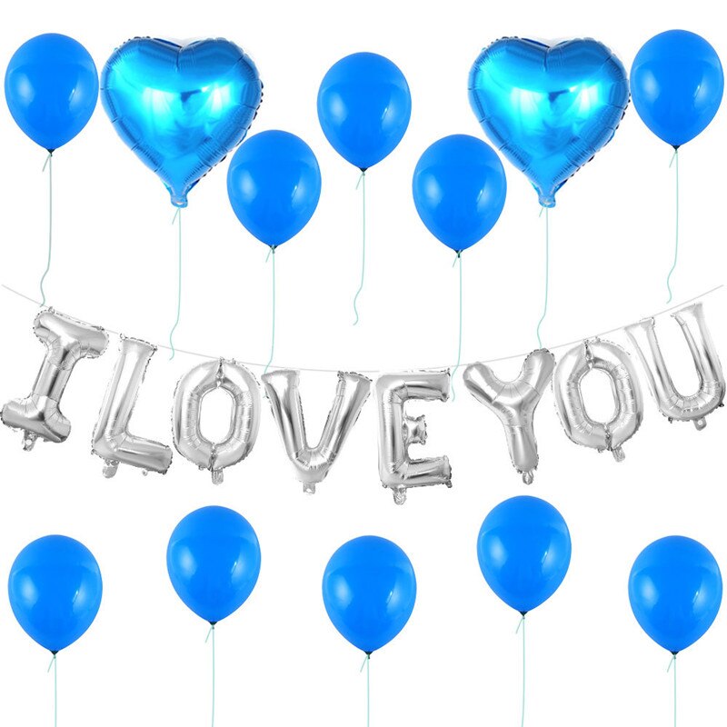 1Set Bruiloft Decoratie Rose Gouden Hart Ballon I Love U Banner Brief Folie Ballon Valentijnsdag Aanwezig Party levert: D