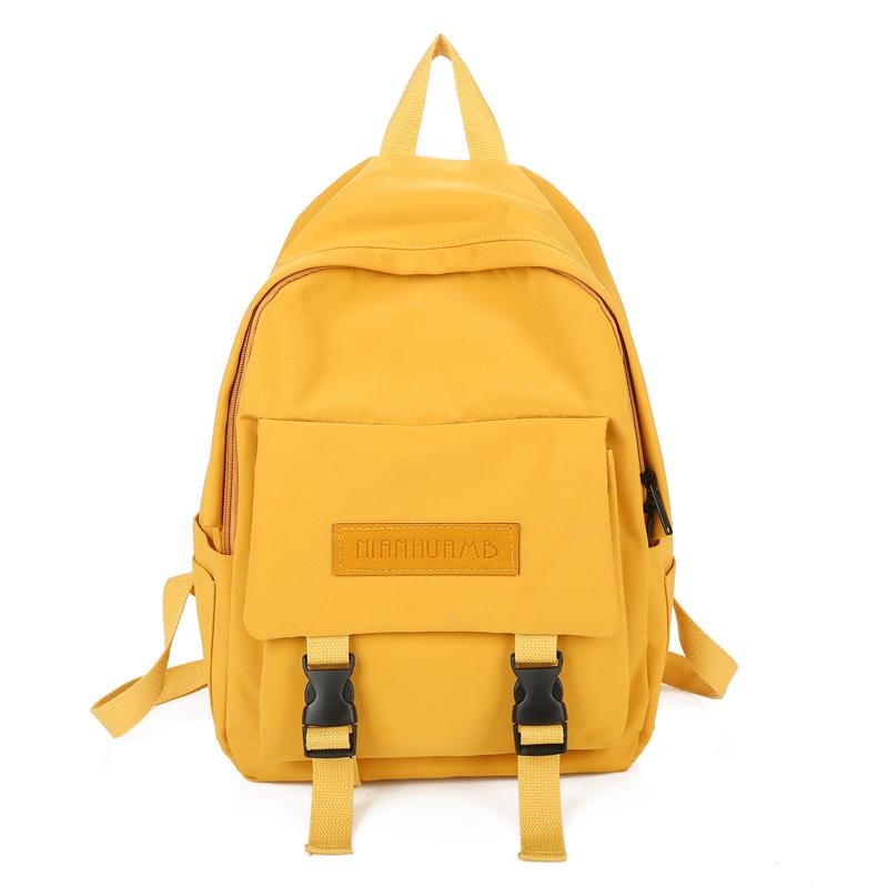 Backpack Women Backpack Women Shoulder Bag solid color School Bag For Teenage Girl Children Backpacks Travel Bag: Yellow