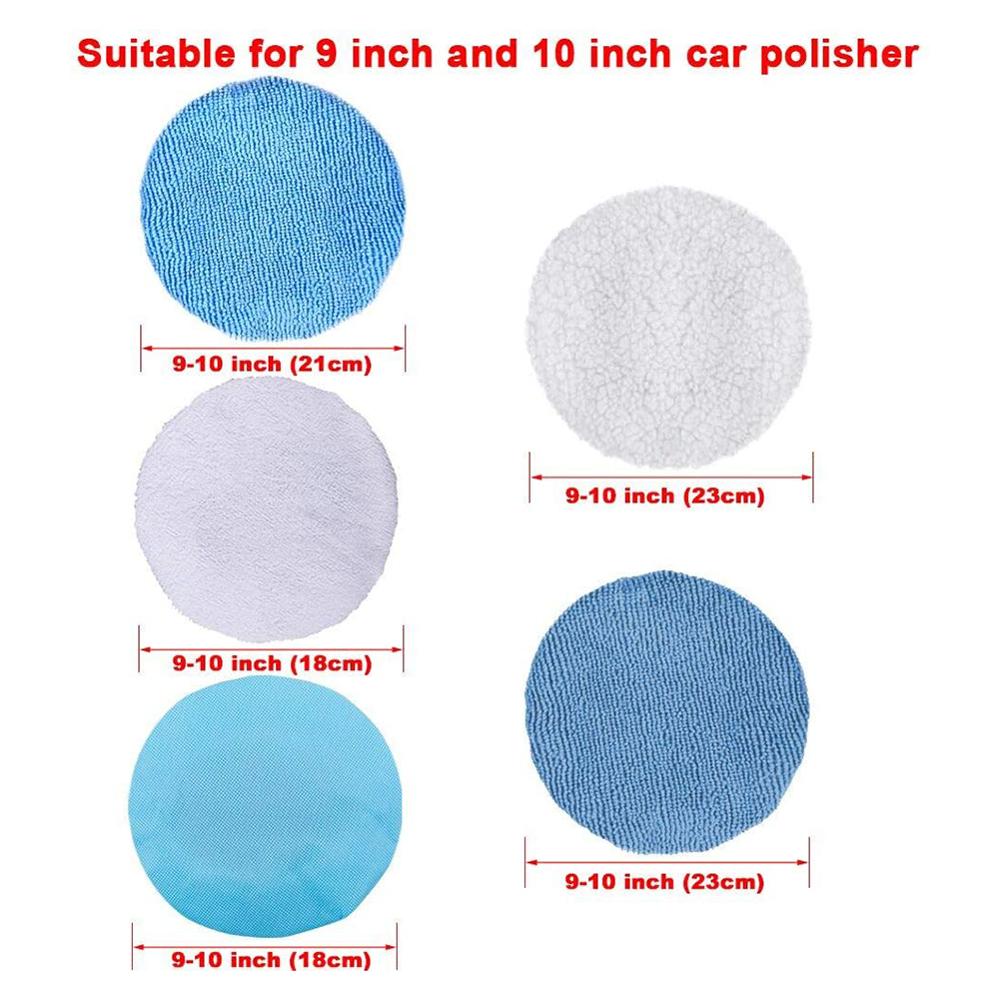 22 capas de almofada de polimento de carro dos pces com o velo coral de microfibra que lustra bonnets que enceram bonnets para o polidor do carro de 9-10 polegadas