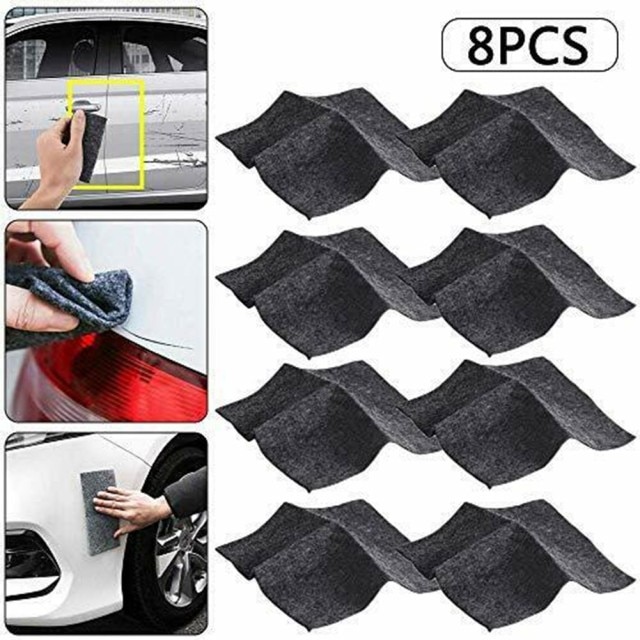 Auto nano bil ridse reparationsklud 4 stk nano gnistre bil ridsefjerner klud ridse -viskelæder overflade reparation biltilbehør: 8 stk