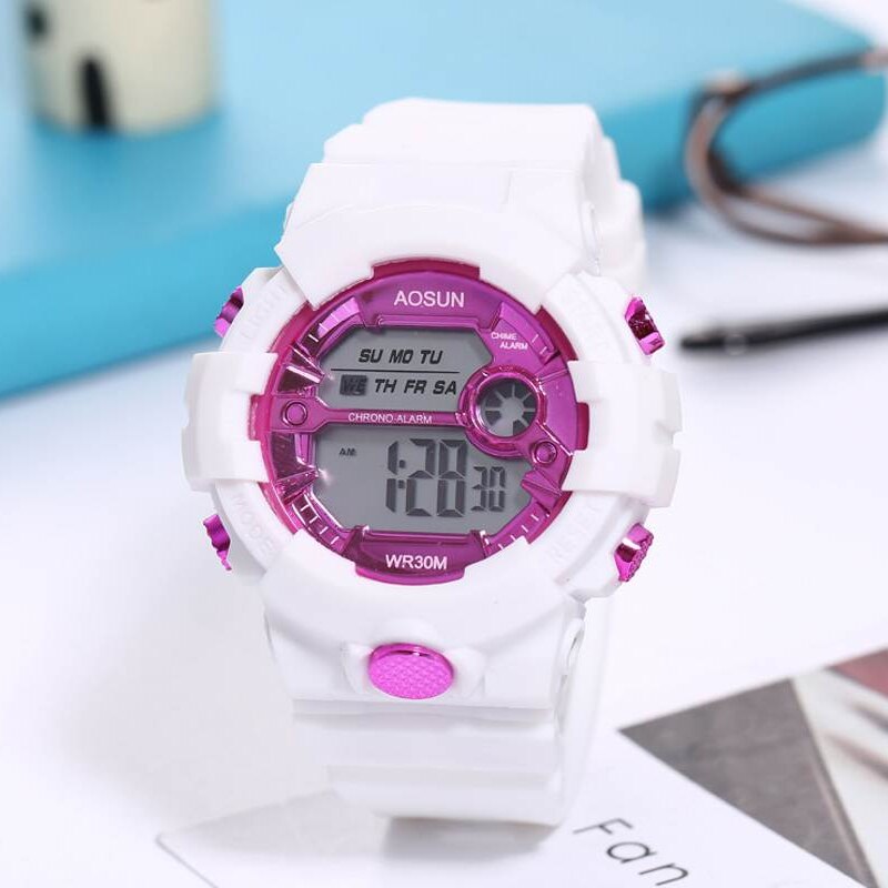 White Gold Digital Watches Round Women Men Watches Sports Waterproof Electronic Watch Reloj Mujer Luminous Clock