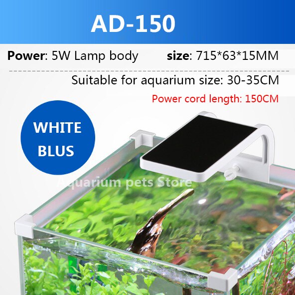 SUNSUN ultra-thin fish tank aquarium led ornamental fish lighting aquarium light blue and white light fish tank light: AD-150 5W Blue white