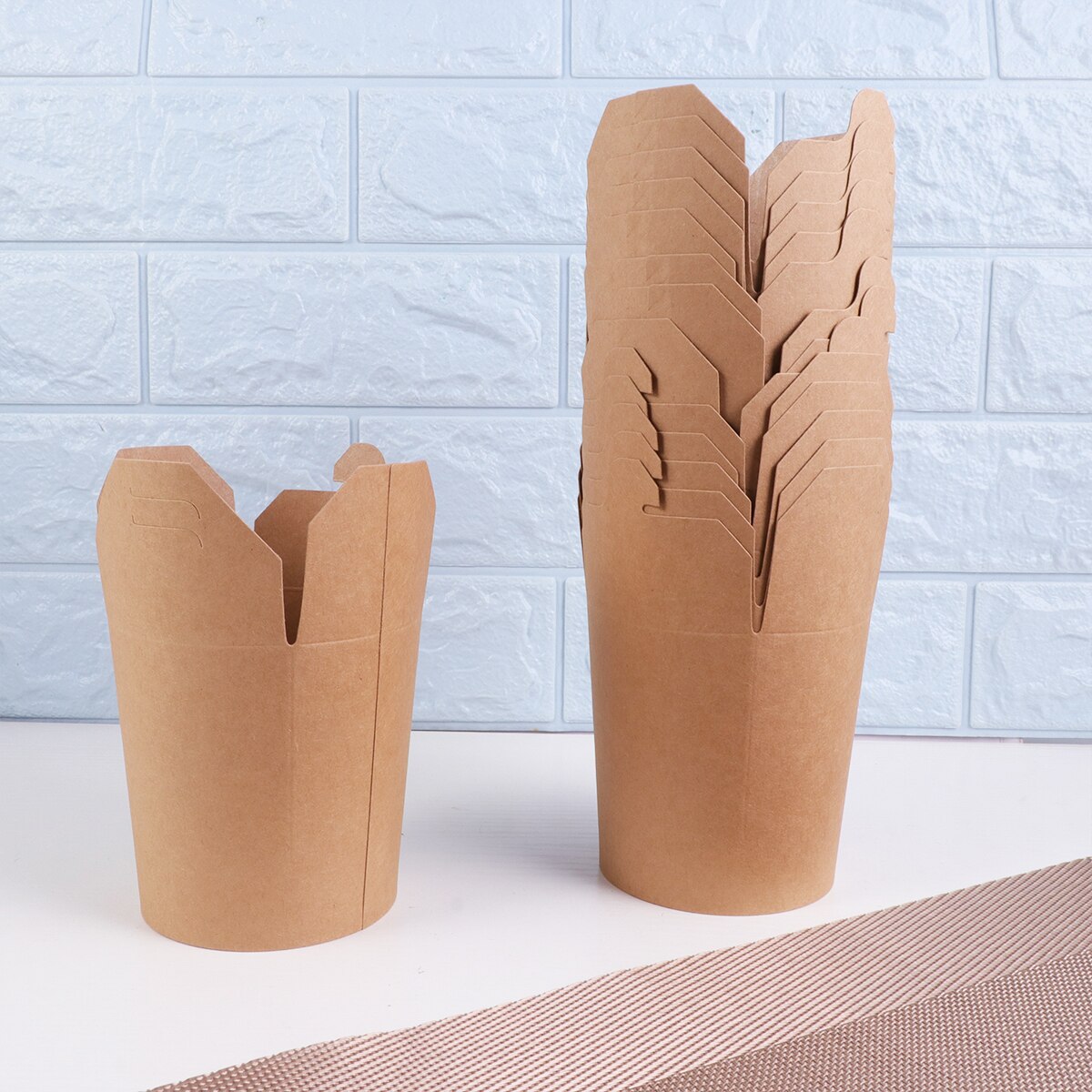 50Pcs 16 Ounce Kraft Paper Bucket Disposable Meal Prep Containers Takeout Food Package Kraft Paper Box Wedding Birthday Party