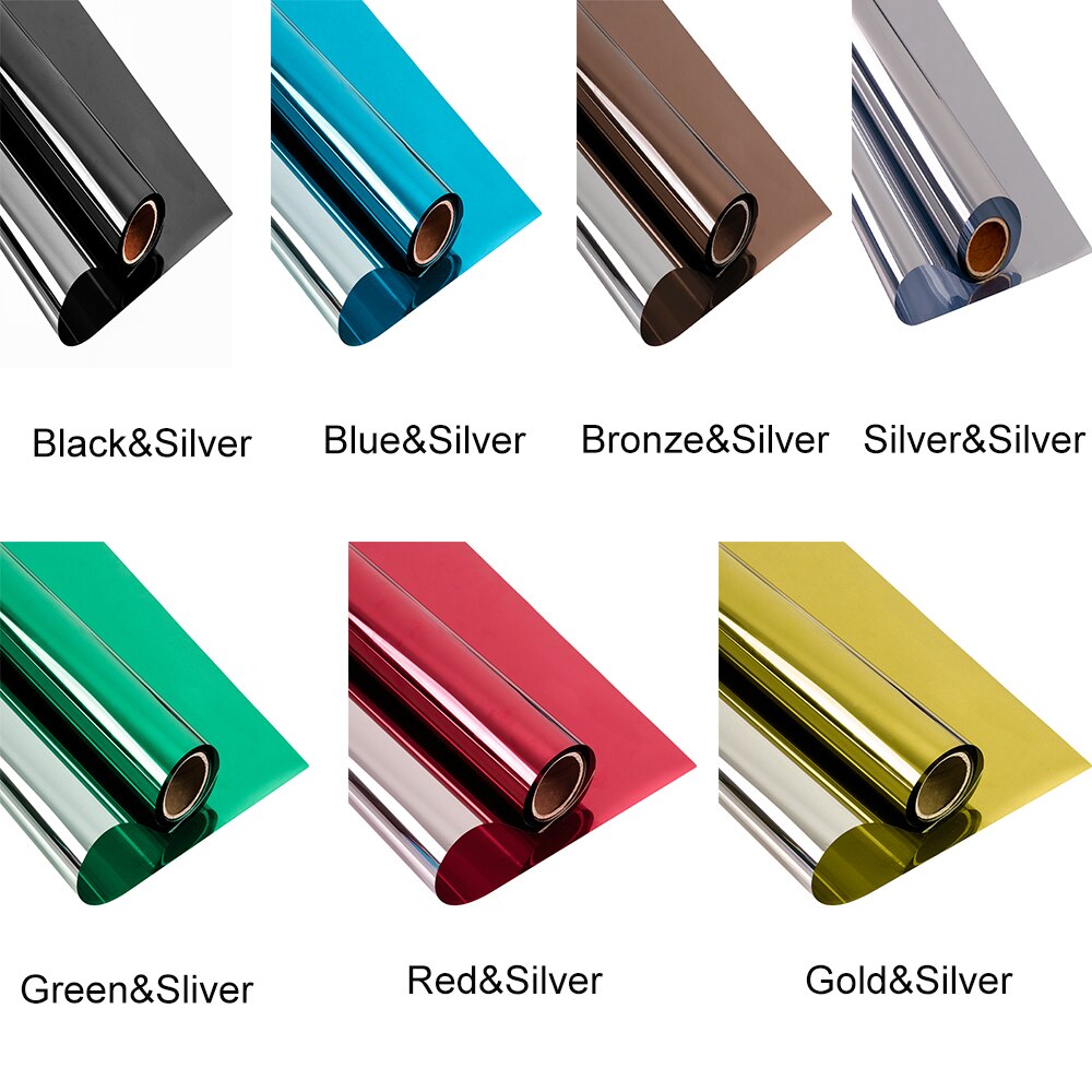 Sunice Silver&amp;Red Window Tint Film One Way Privacy Reflective Solar Tint Heat Control Anti-UV Home Building Glass Decor 20" Wide