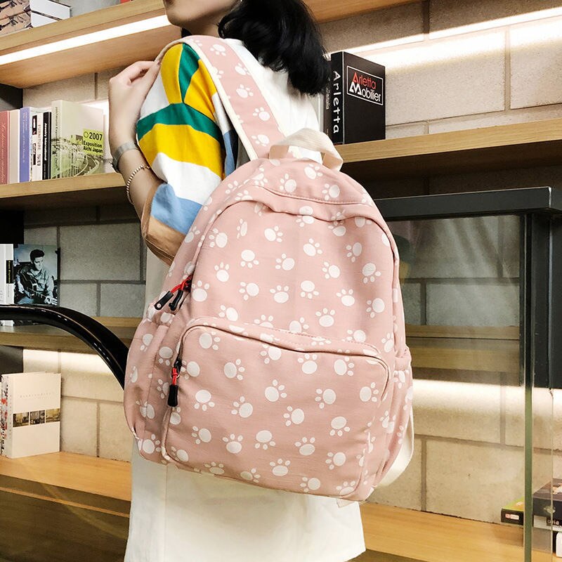 Canvas Dames Schoudertas Rugzakken Vrouwen Schooltassen Cartoon Print Vrouwelijke Business Tassen Teen Meisjes Boek Tassen Laptop Tassen: Roze