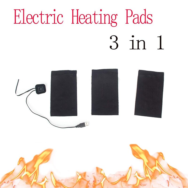 Clothes Heating Pad USB Charged Pad 5V Carbon Fiber Heating Pad Electric Heating Sheet 3 Pads Heating Warmer Pad For Vest