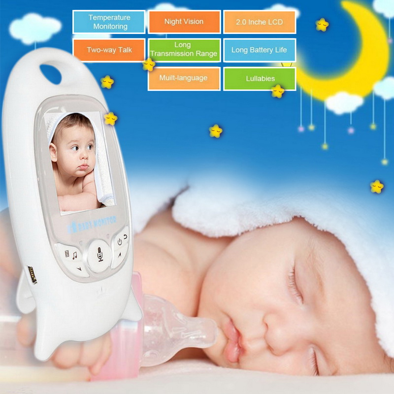 CYSINCOS Babyfoon Video 2-Weg Talk met Camera Draadloze Babyfoon 2.0 "Lcd-scherm Baby Slaapliedje Nacht vision Temperatuur