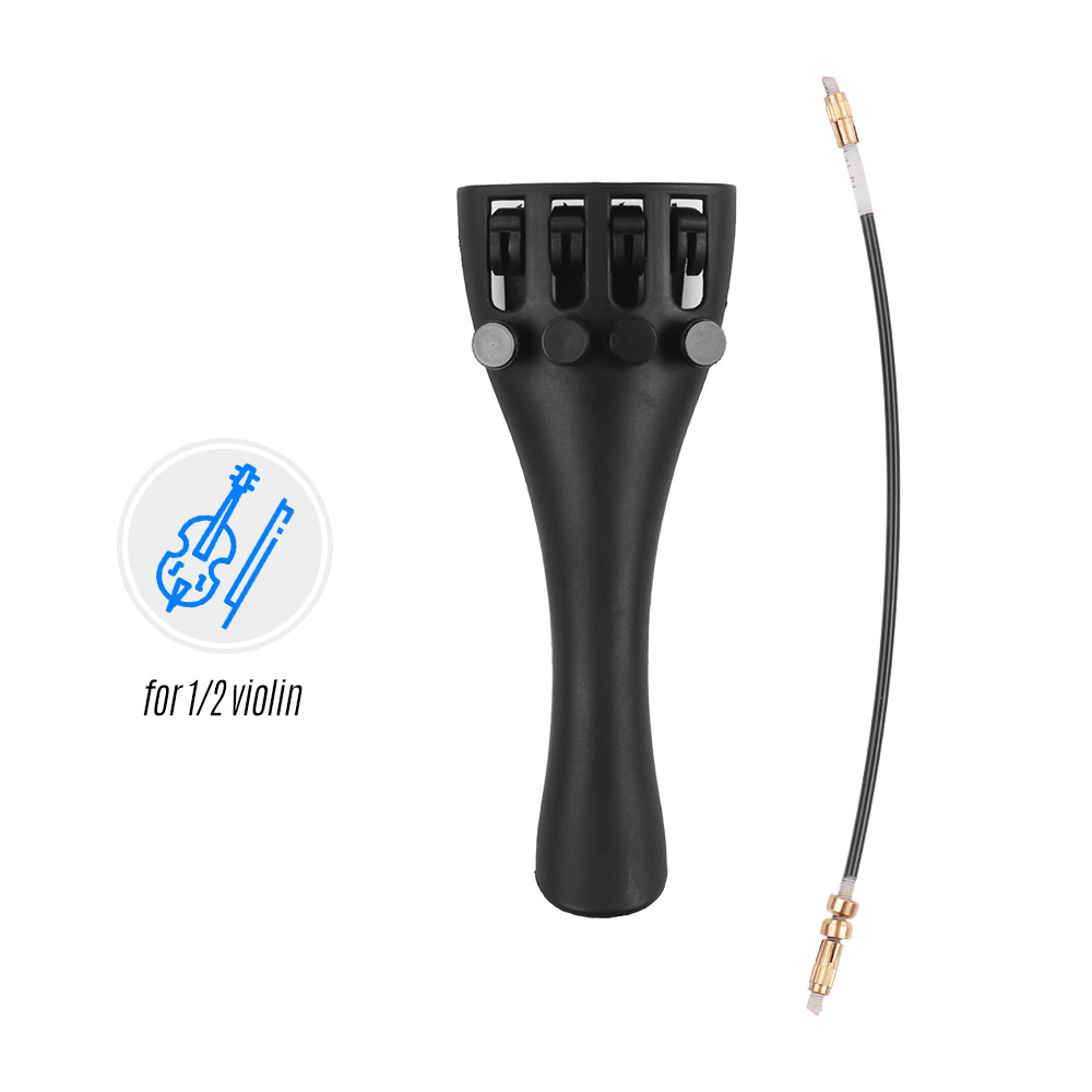 Violin Tailpiece Carbon Fiber Violin Fiddle Tailpiece with 4 Fine Tuners & Tailpiece Gut Cord for 4/4 3/4 1/2 1/4 1/8 Violins:  for 1 2 Violins