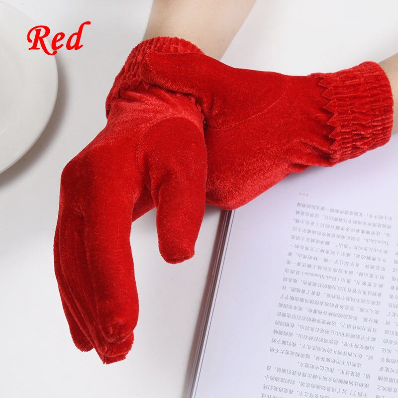 Guantes elásticos de terciopelo dorado para mujer, manoplas cortas finas a la , elegantes, para , banquete, Invierno