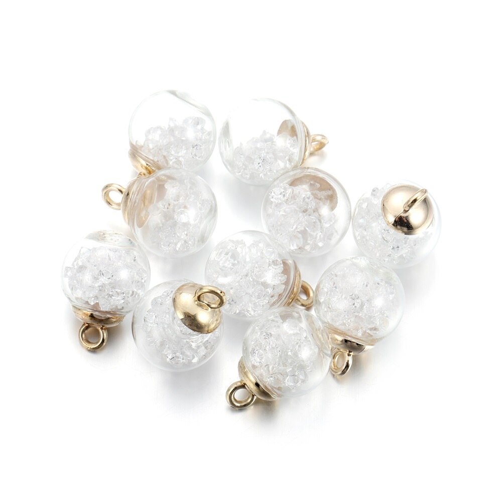 10 Uds. De cuentas de estrella de bola transparente de cristal de 16mm, dijes de lentejuelas, colgante para pulsera, collar, accesorios para hacer joyería DIY: Color amarillo dorado claro