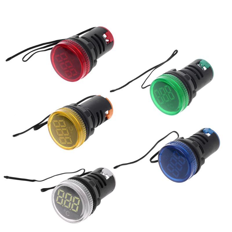 Termómetro Digital LED de 22mm -20-199 Celsius, medidor de temperatura redondo, Sensor Detector para coches y camiones, CA 50-380V