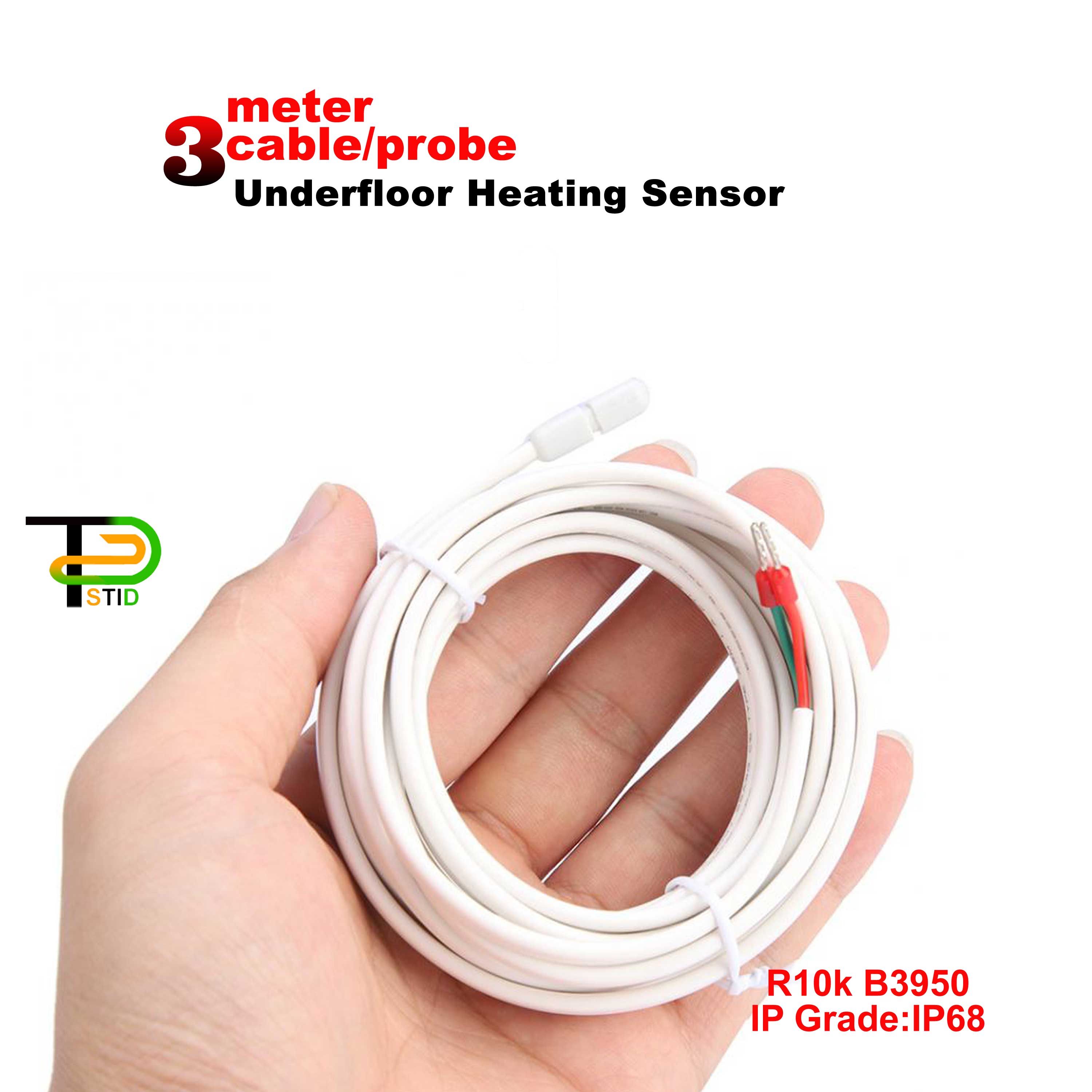 Gulvvarmetermostat temperaturføler for termistor 3950 ntc 10k kabel 3m