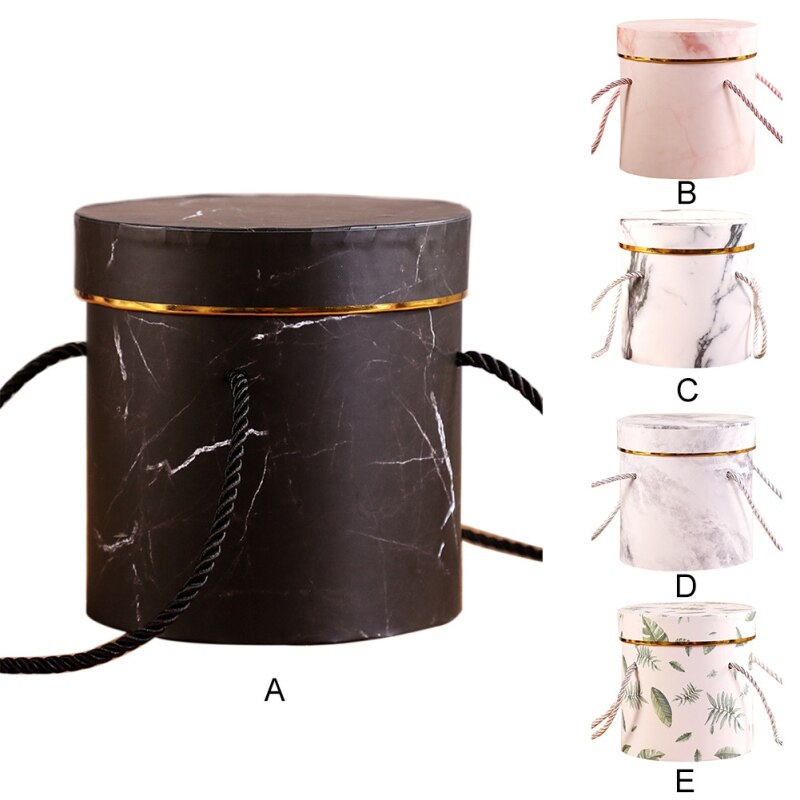 Marmor romantisk rund blomlåda wrap bärbar liten blomlåda med rep festlig festtillbehör wrap lagring